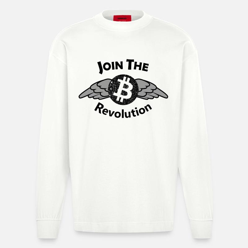 Motif de l’aile Bitcoin - Manches longues bio épais oversize fabriqué en UE - OFF WHITE