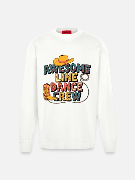 Cowboy Line Dance Crew - Heavyweight Oversized Organic Longsleeve Shirt Made in EU - OFF WHITE