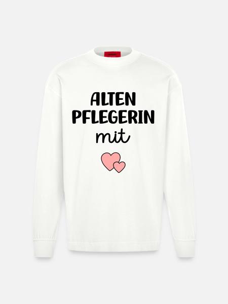 Altenpflegerin mit Herz - Heavyweight Oversized Organic Langarmshirt Made in EU - OFF WHITE