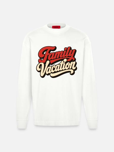 Family Vacation - Heavyweight Oversized Organic Langarmshirt Made in EU - OFF WHITE
