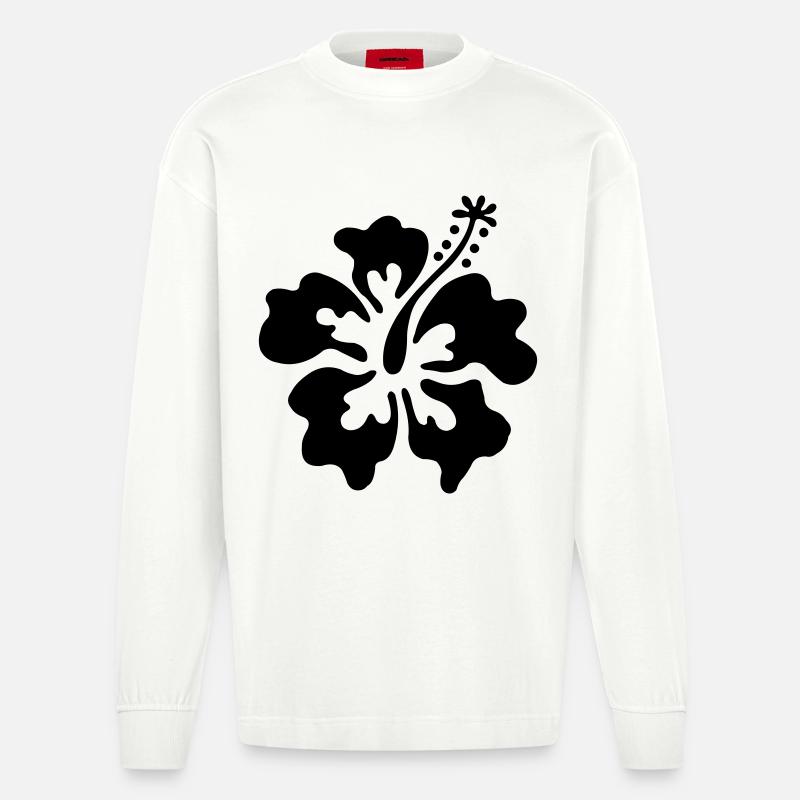 Hawai Blüte - Heavyweight Oversized Organic Langarmshirt Made in EU - OFF WHITE