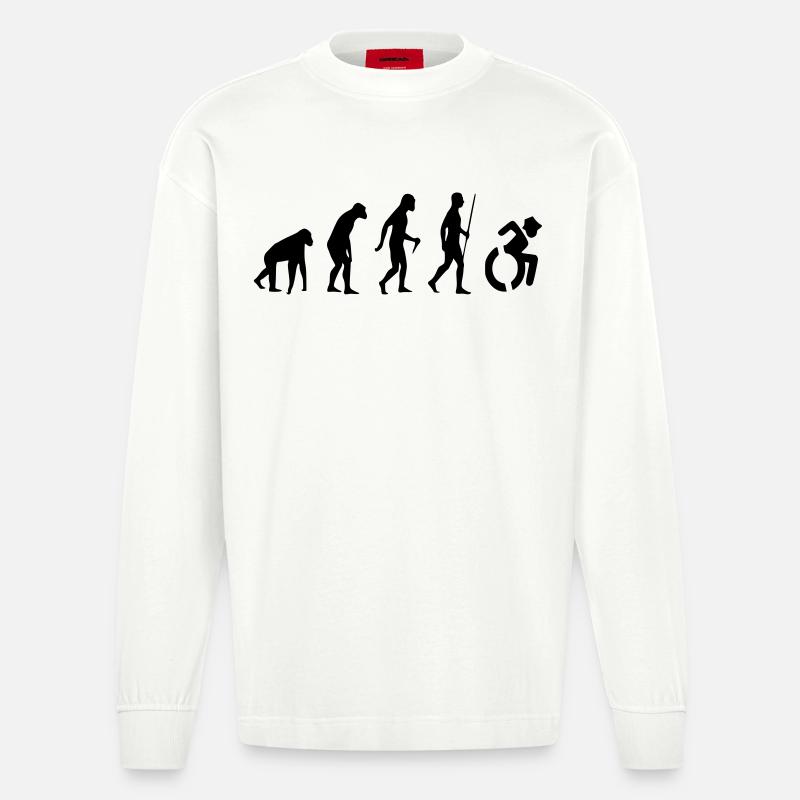 Evolution Rollstuhl. Die Rollstuhl-Evolution * - Heavyweight Oversized Organic Langarmshirt Made in EU - OFF WHITE