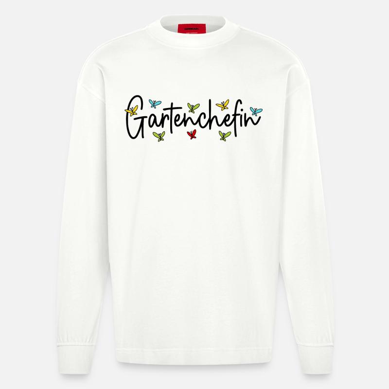 Garten Chefin Gärtnerin Gartenarbeit Gartenchefin - Heavyweight Oversized Organic Langarmshirt Made in EU - OFF WHITE