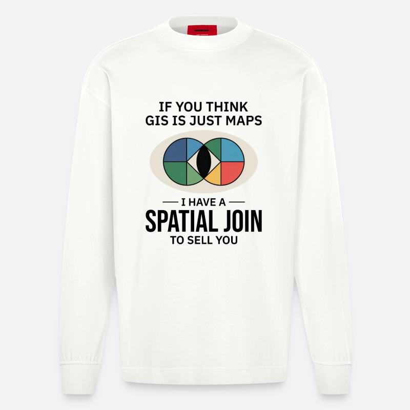 GIS Spatial Join Map Datenanalyse - Heavyweight Oversized Organic Langarmshirt Made in EU - OFF WHITE
