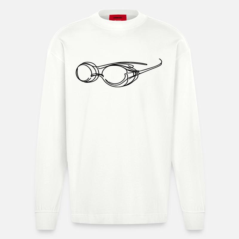 Schwimmbrille Grafik - Heavyweight Oversized Organic Langarmshirt Made in EU - OFF WHITE