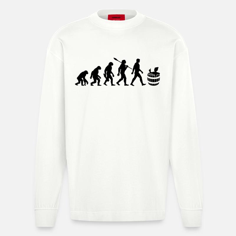 Evolution - Eisbader - Winterbaden - Eisbaden - Heavyweight Oversized Organic Langarmshirt Made in EU - OFF WHITE