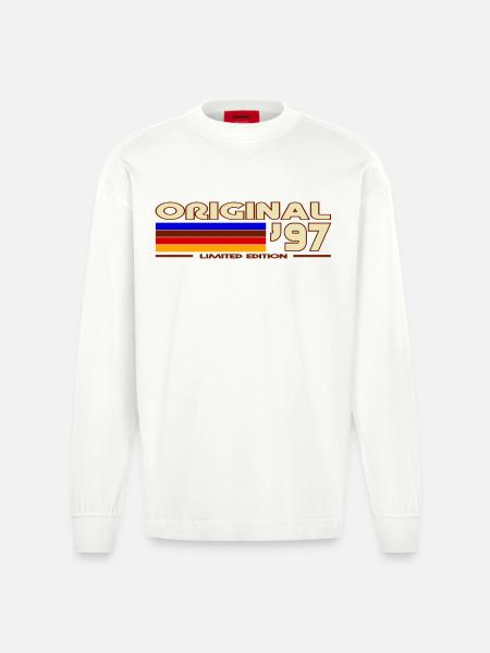 Original97 Retro German Flag - Heavyweight Oversized Organic Longsleeve Shirt Made in EU - OFF WHITE