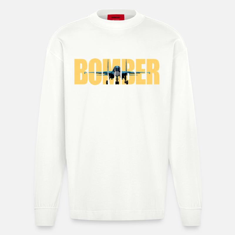 Bomber Su-34 - Heavyweight Oversized Organic Langarmshirt Made in EU - OFF WHITE