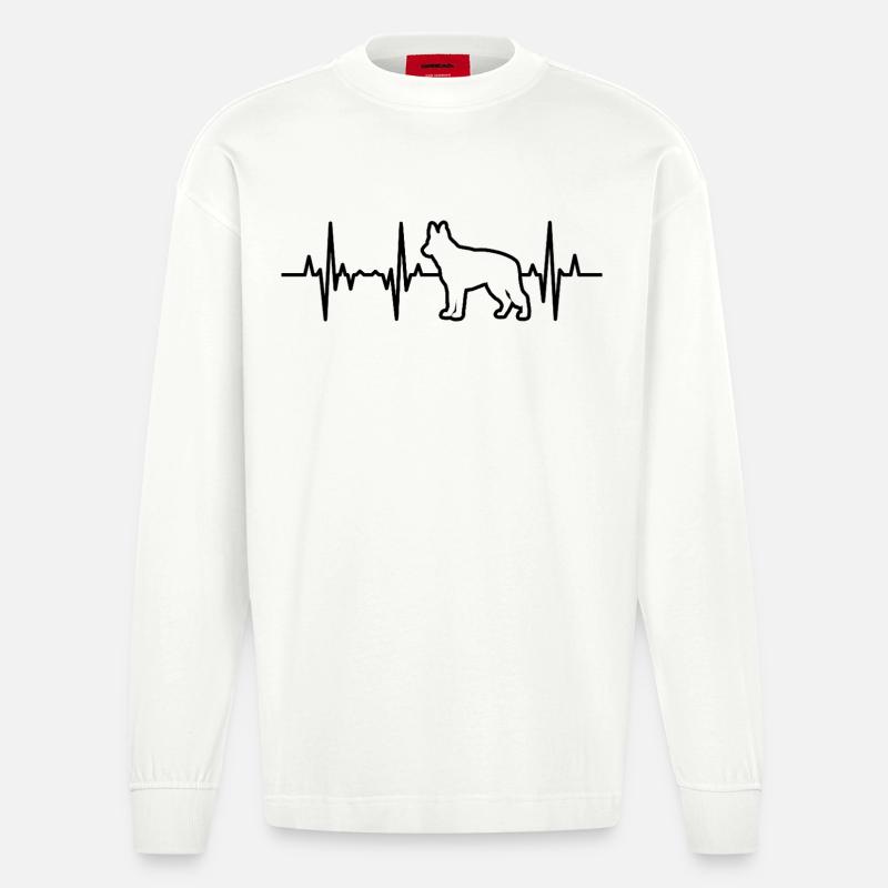 Deutscher Schäferhund Pulsschlag - Heavyweight Oversized Organic Langarmshirt Made in EU - OFF WHITE