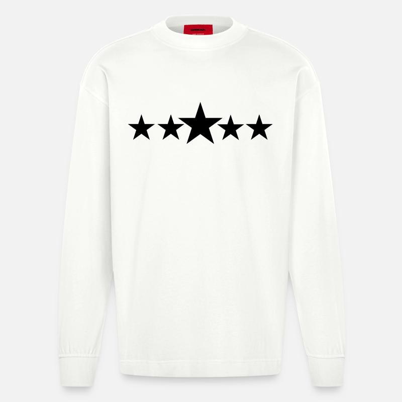 Five solid stars - Heavyweight Oversized Organic Longsleeve Shirt Made in EU - OFF WHITE