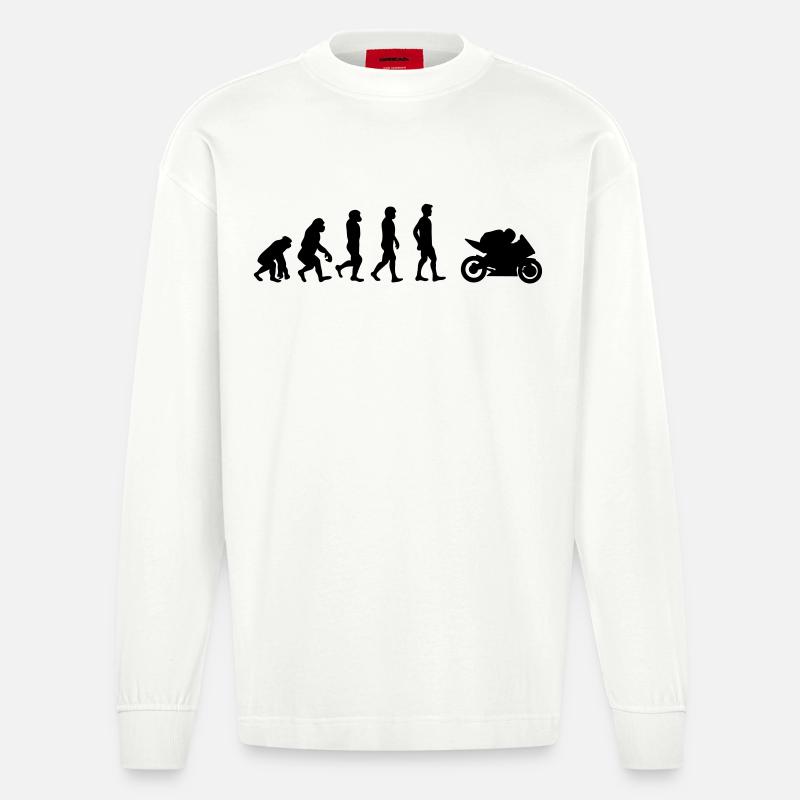 Motorrad Evolution - Heavyweight Oversized Organic Langarmshirt Made in EU - OFF WHITE