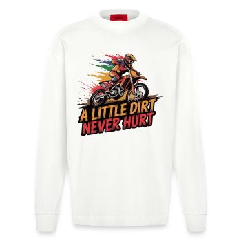 Motocross-Abenteuer beginnt Dreck gehört dazu - Heavyweight Oversized Organic Langarmshirt Made in EU - OFF WHITE - Vorne