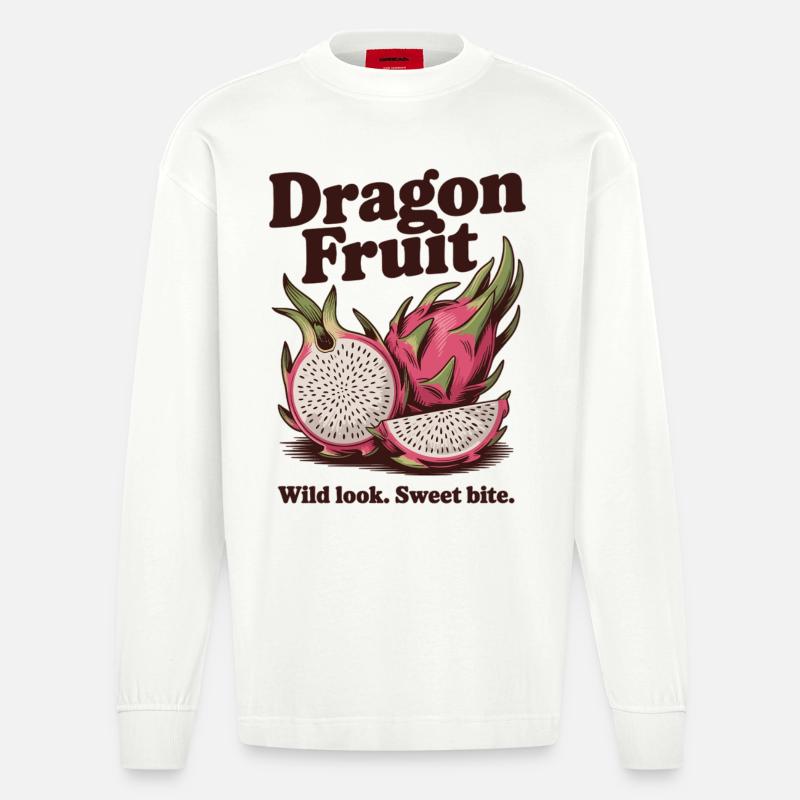 Fruit du dragon Exotique & Sucré - Manches longues bio épais oversize fabriqué en UE - OFF WHITE