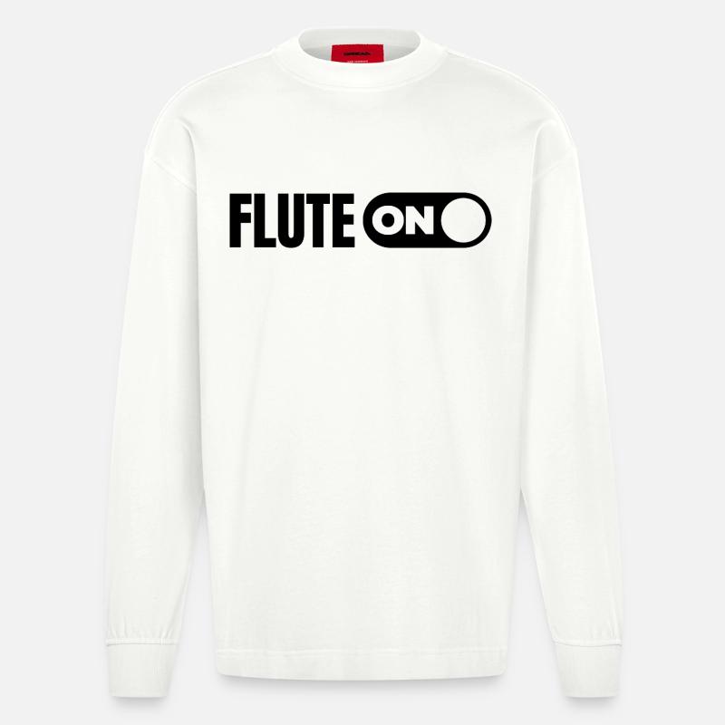 Turn on the flute - Heavyweight Oversized Organic Longsleeve Shirt Made in EU - OFF WHITE