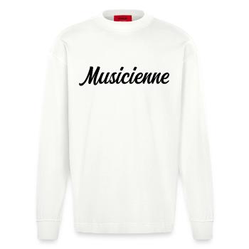 Musiker Künstler Melodie Instrument Leidenschaftlich - Heavyweight Oversized Organic Langarmshirt Made in EU - OFF WHITE - Vorne