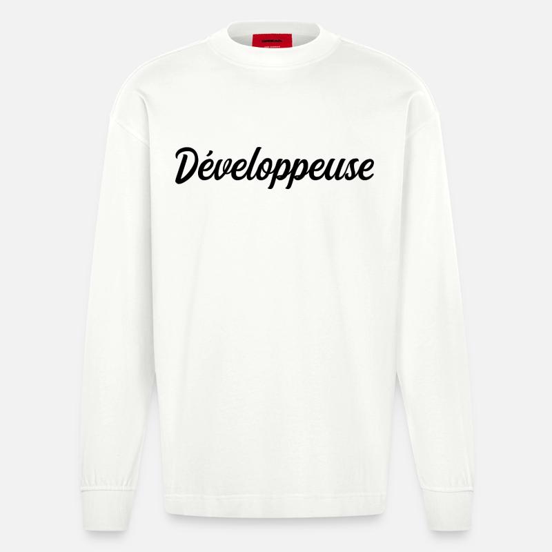 Développeuse Web Code Logiciel Application Tech - Manches longues bio épais oversize fabriqué en UE - OFF WHITE