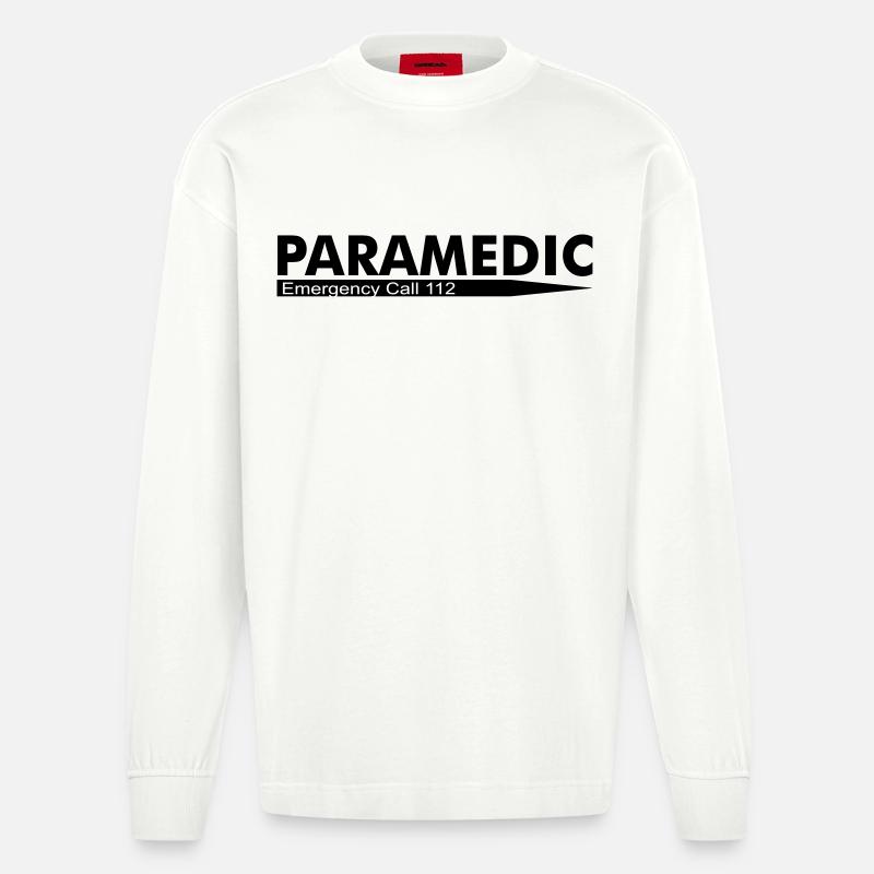 Paramedic Emergency Call 112 - Heavyweight Oversized Organic Langarmshirt Made in EU - OFF WHITE