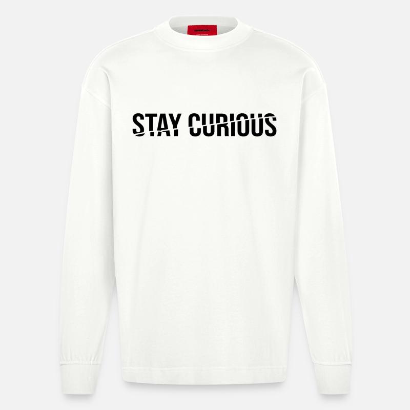 stay curious - Heavyweight Oversized Organic Langarmshirt Made in EU - OFF WHITE