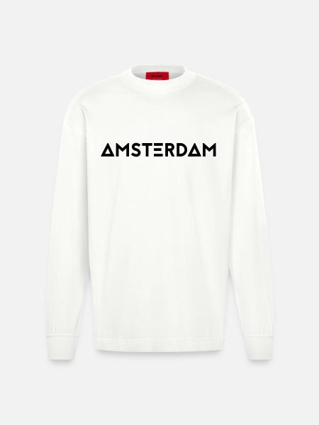 AMSTERDAM - Heavyweight Oversized Organic Langarmshirt Made in EU - OFF WHITE