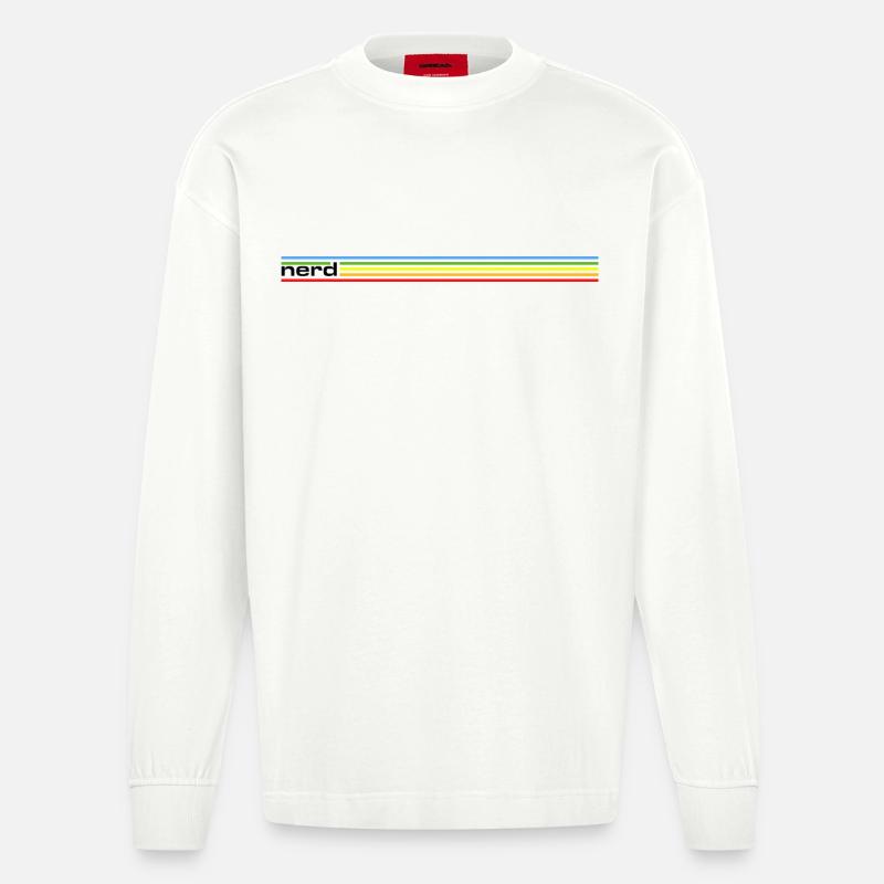 NERDY forever - nerd Rainbow - Heavyweight Oversized Organic Langarmshirt Made in EU - OFF WHITE