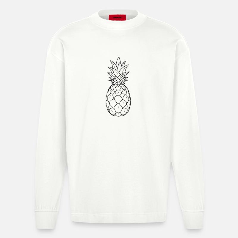 Minimalistic Pineapple - Heavyweight Oversized Organic Langarmshirt Made in EU - OFF WHITE