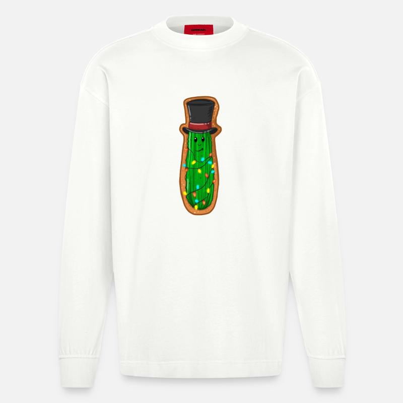 Concombre de Noël avec haut-de-forme - Manches longues bio épais oversize fabriqué en UE - OFF WHITE