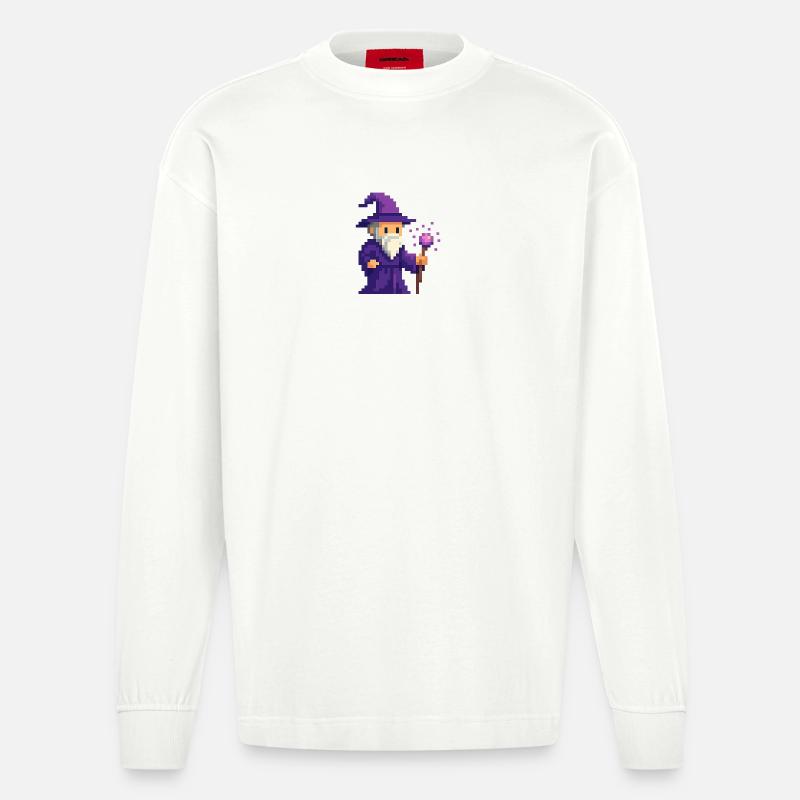 Pixel wizard dans le scintillement violet - Manches longues bio épais oversize fabriqué en UE - OFF WHITE