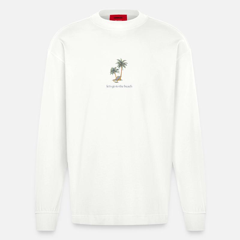 Allons à la plage - Manches longues bio épais oversize fabriqué en UE - OFF WHITE