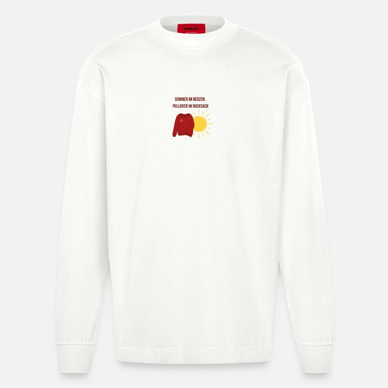 Sommer im Herzen, Pullover im Rucksack - Heavyweight Oversized Organic Langarmshirt Made in EU - OFF WHITE