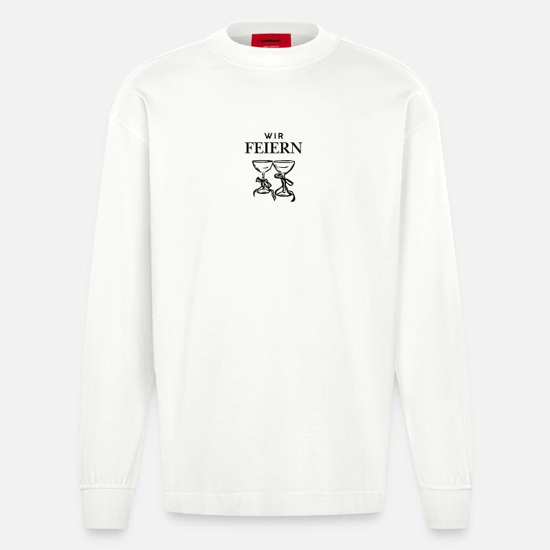 Wir feiern - Heavyweight Oversized Organic Langarmshirt Made in EU - OFF WHITE