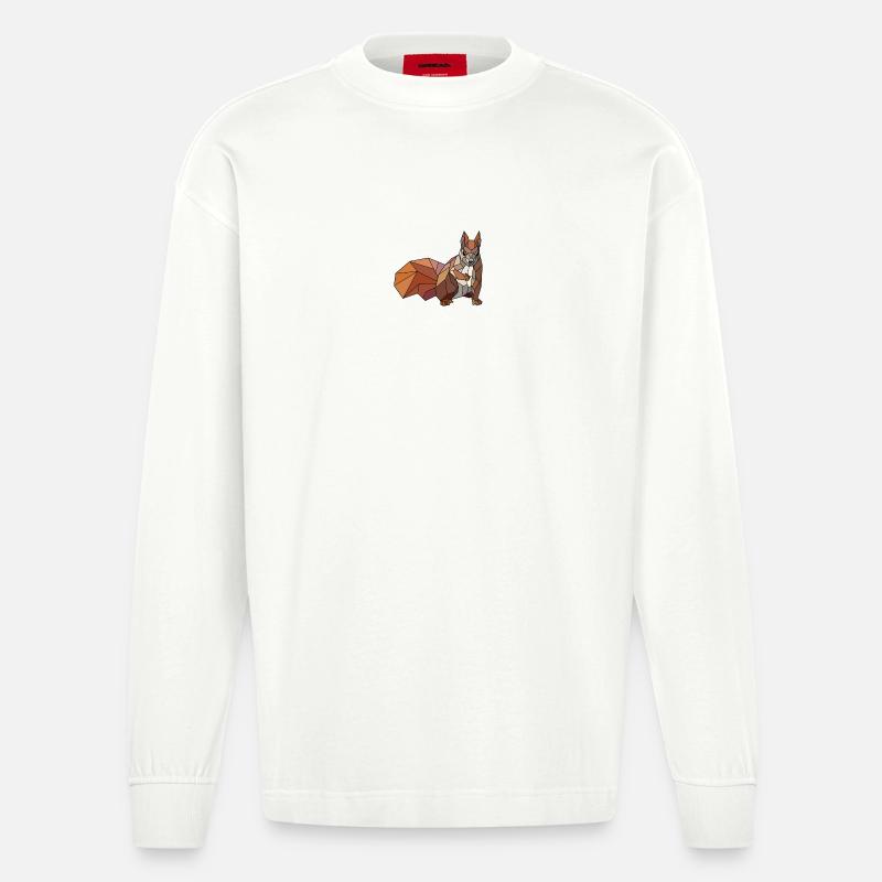 Eichhörnchen blanko - Heavyweight Oversized Organic Langarmshirt Made in EU - OFF WHITE