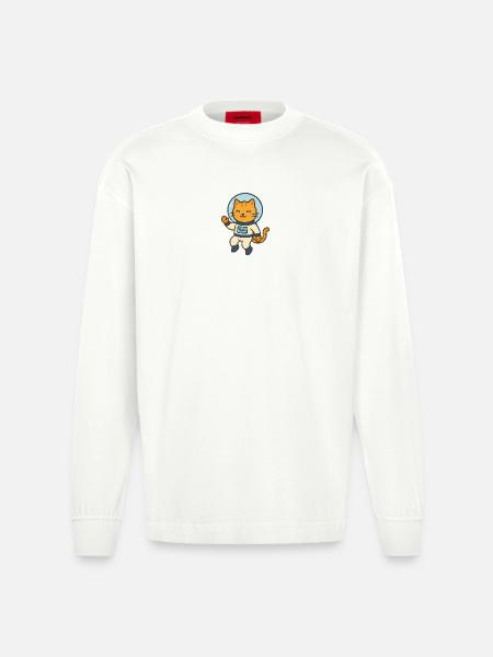 Astrocat - Heavyweight Oversized Organic Longsleeve Shirt Made in EU - OFF WHITE