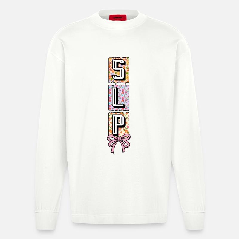 SLP Speech Language Pathology Speech Therapist - Heavyweight Oversized Organic Longsleeve Shirt Made in EU - OFF WHITE