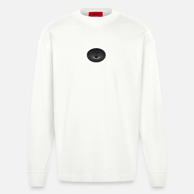 Vortex Grid Wormhole - Heavyweight Oversized Organic Longsleeve Shirt Made in EU - OFF WHITE