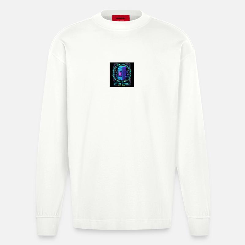 Daten Orbit Neon Computer - Heavyweight Oversized Organic Langarmshirt Made in EU - OFF WHITE