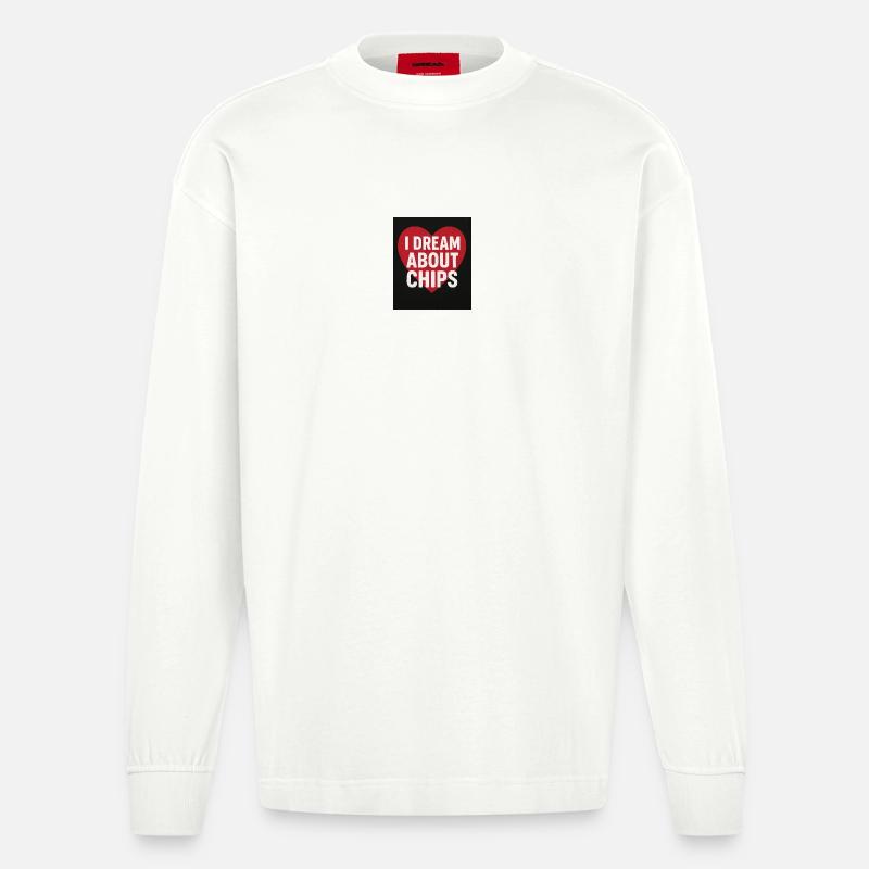 Ich träume von Chips Heart - Heavyweight Oversized Organic Langarmshirt Made in EU - OFF WHITE