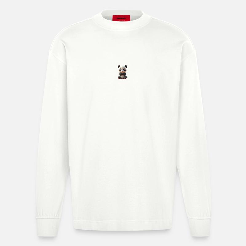 Süßester Panda - Heavyweight Oversized Organic Langarmshirt Made in EU - OFF WHITE