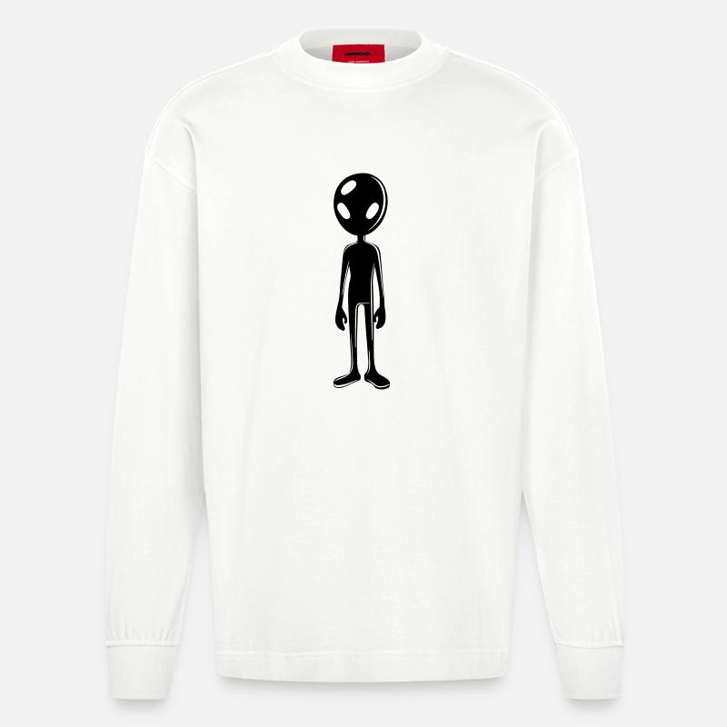 Alien Außerirdischer - Manches longues bio épais oversize fabriqué en UE - OFF WHITE