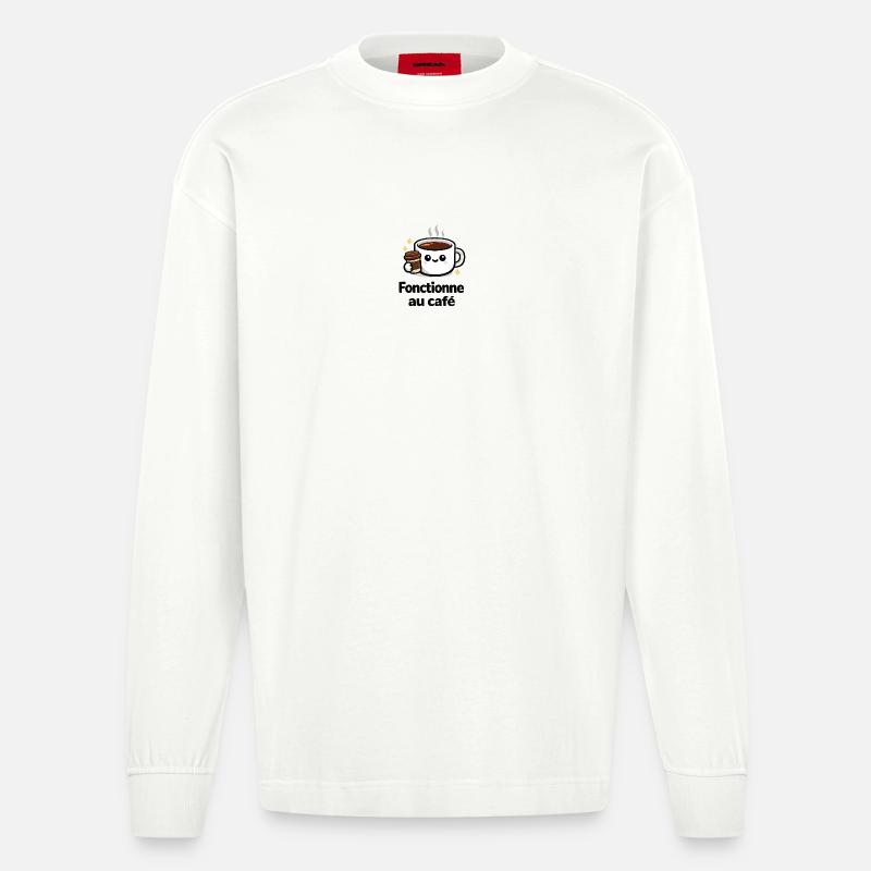 Fonctionne au café kawaii mug - Manches longues bio épais oversize fabriqué en UE - OFF WHITE