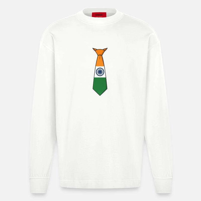 Cravate de l’Inde – Drapeau - Manches longues bio épais oversize fabriqué en UE - OFF WHITE