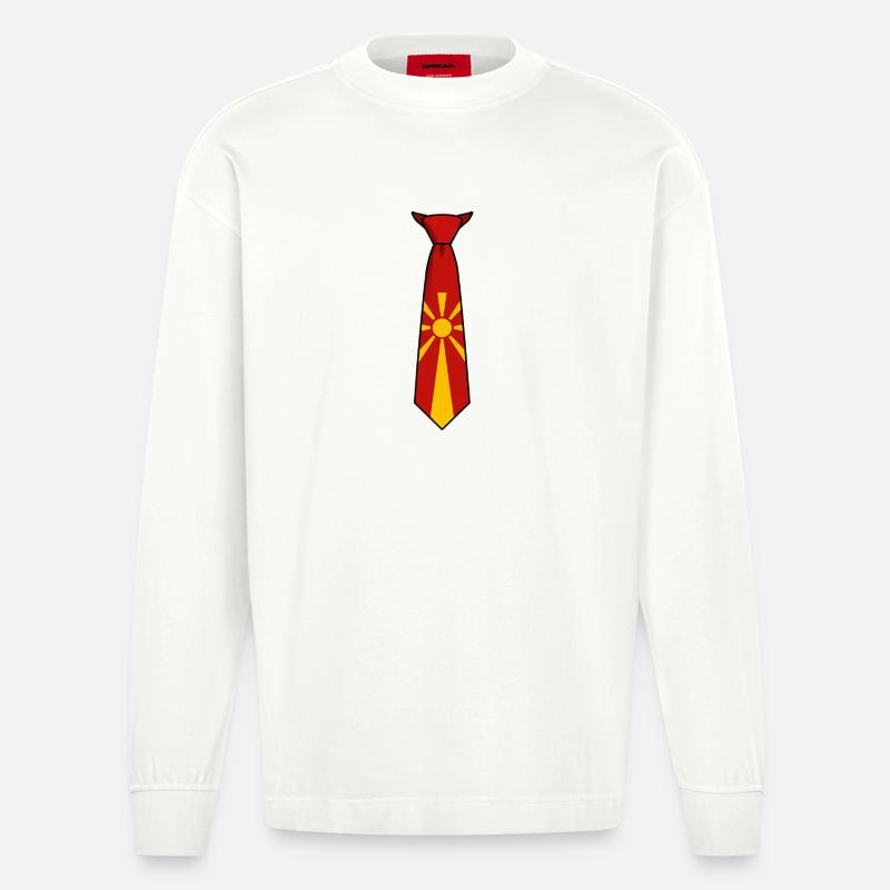 Cravate Macédoine – Conception du drapeau - Manches longues bio épais oversize fabriqué en UE - OFF WHITE