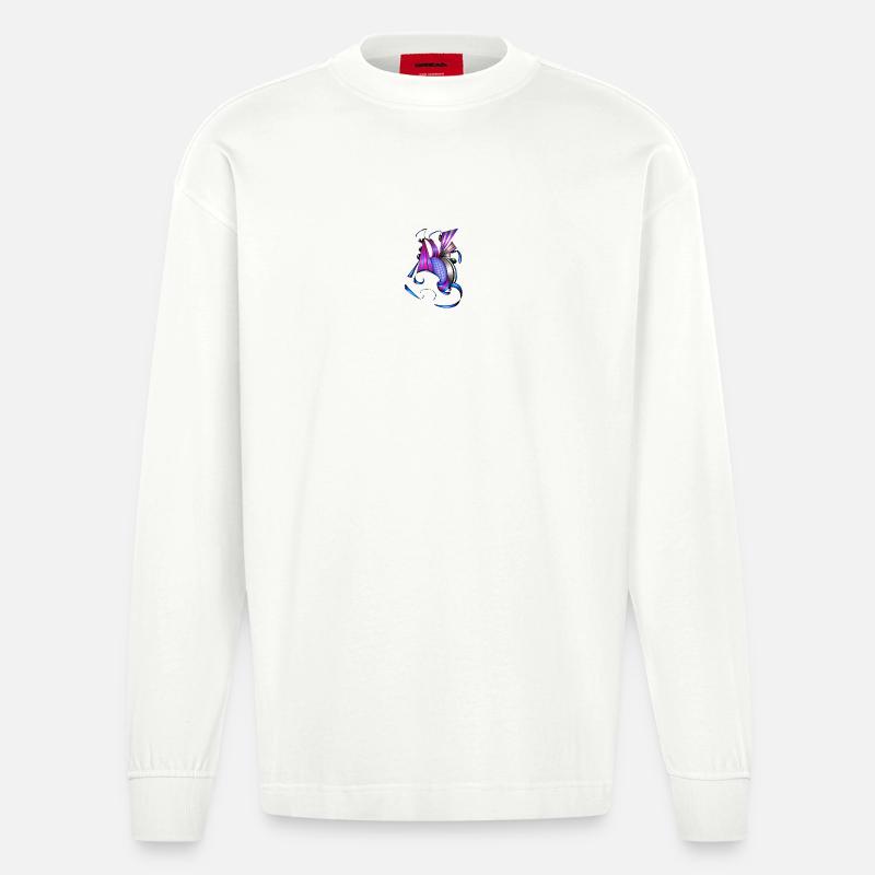 Farbige Spiral- und Fächerkunst - Heavyweight Oversized Organic Langarmshirt Made in EU - OFF WHITE