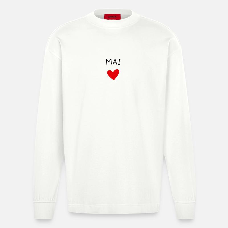Werdende Mutter May – Baby unterwegs ❤️ - Heavyweight Oversized Organic Langarmshirt Made in EU - OFF WHITE