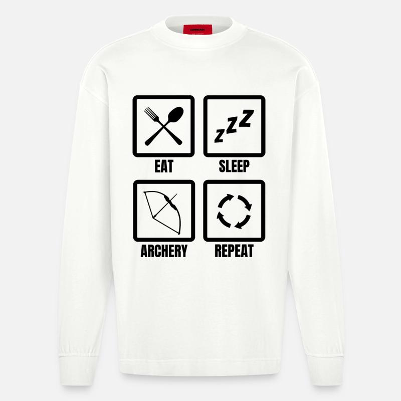 Bogenschütze Routine - Heavyweight Oversized Organic Langarmshirt Made in EU - OFF WHITE