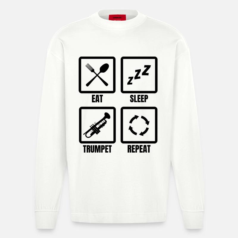 Trompeter Routine - Heavyweight Oversized Organic Langarmshirt Made in EU - OFF WHITE