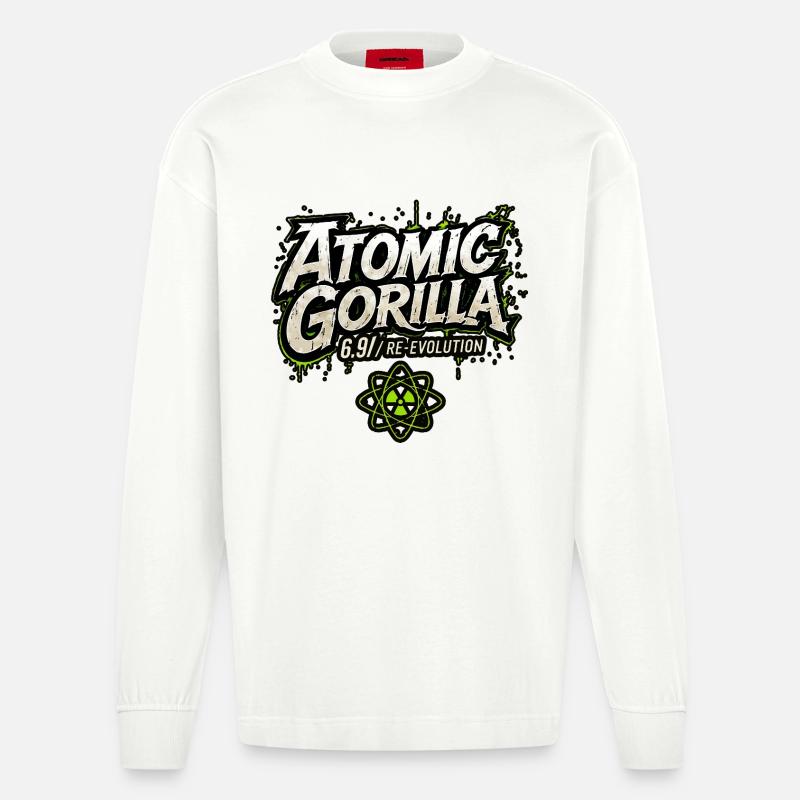 Atomic Gorilla Re-Evolution - Heavyweight Oversized Organic Longsleeve Shirt Made in EU - OFF WHITE