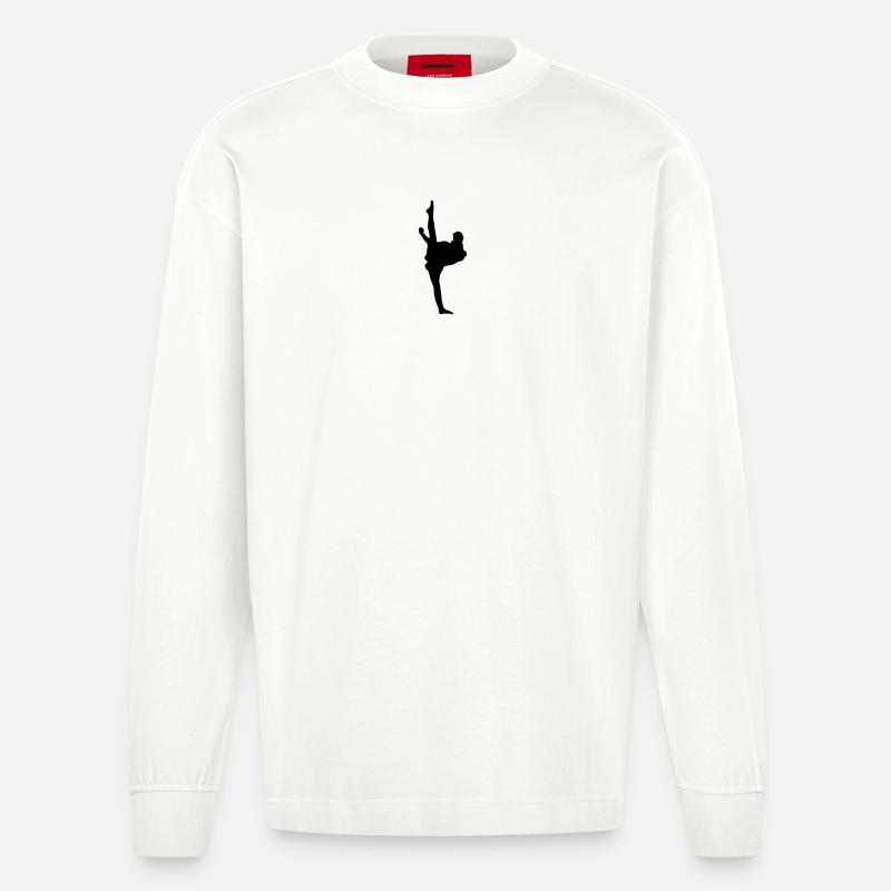 Karate oder Taekwondo High Kick - Heavyweight Oversized Organic Langarmshirt Made in EU - OFF WHITE