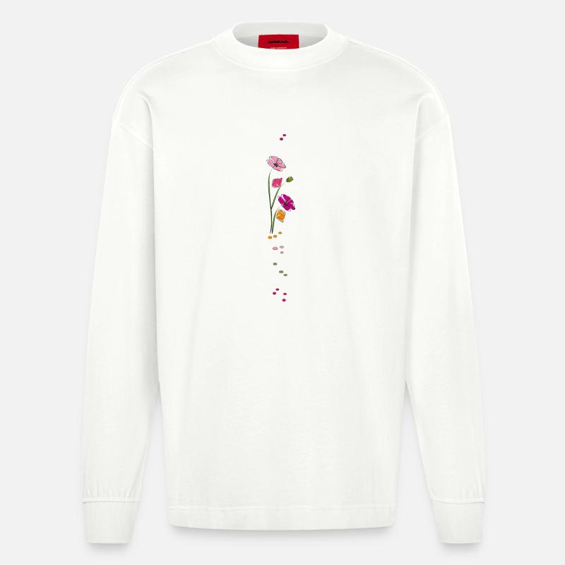 vrille florale - Manches longues bio épais oversize fabriqué en UE - OFF WHITE