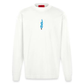 flammen - Manches longues bio épais oversize fabriqué en UE - OFF WHITE - Devant