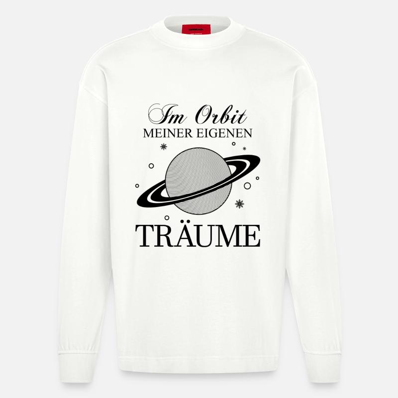 Saturn / Der Ringplanet / Planet der Ringe - Heavyweight Oversized Organic Langarmshirt Made in EU - OFF WHITE